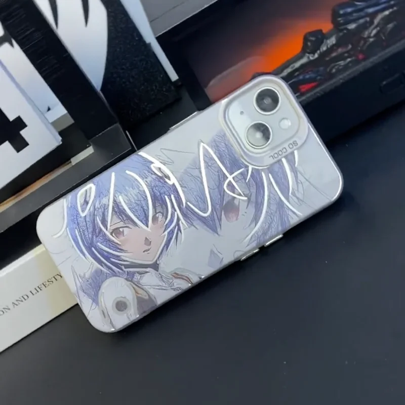 Quente bonito menina ayanami rei caso de telefone para iphone 17promax 17 16 15 14 13 12 11 pro max plus ar mini 17pro anime collant capa