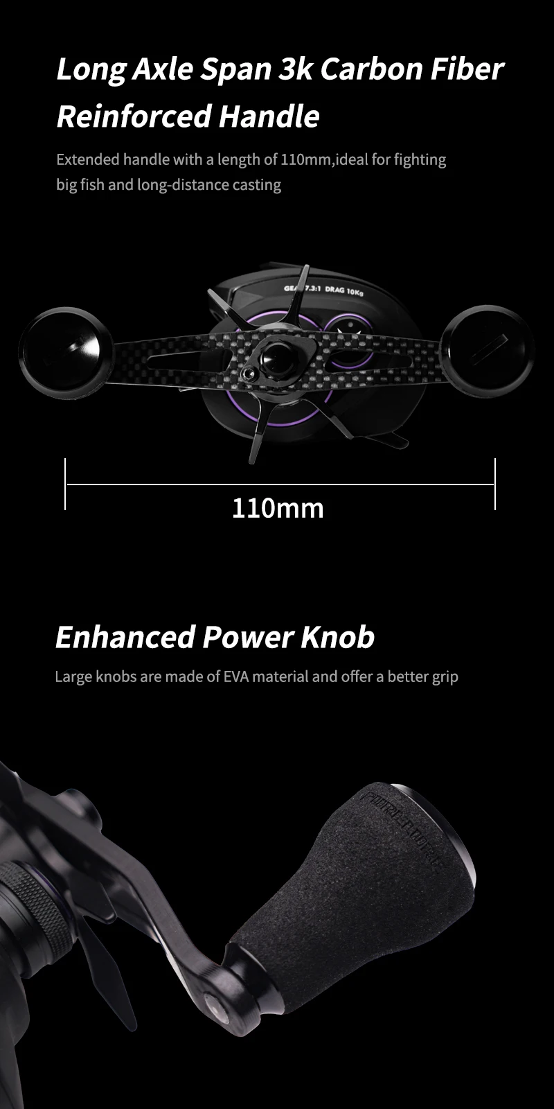 PURELURE ZANA MAX 10KG SV+DC Dual-Modus 7.3:1 Übersetzung Salzwasserbeständige Vollmetall 215g Macro Monster 10+1 Kugellager Baitcasting-Rolle – Detail 19