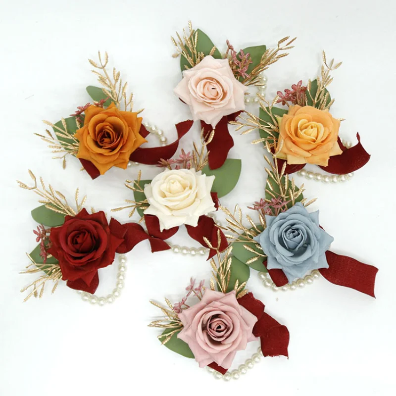 Nieuwe Rose Kunstmatige Bloemen Accesorios Para Boda Bruidsmeisje Wedding Boutonnières Huwelijk Bruidsjonkers Accessoires