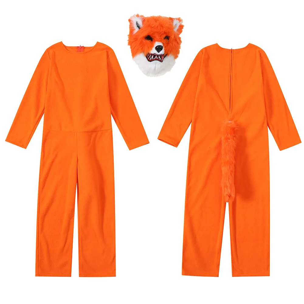 Disfraz de Animal lindo para niños y niñas, ropa de actuación de escenario, fiesta de Halloween, Navidad, zorro, Cosplay, mono de Animal, máscara de cola