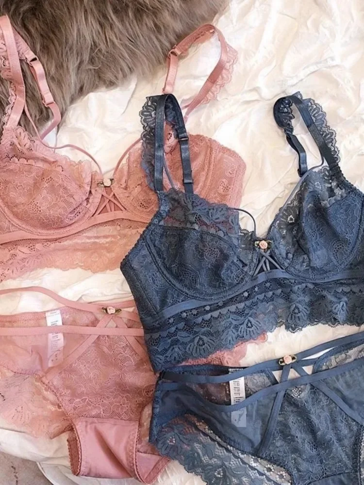 BANERDANNI French Lace Bralette Set Ultra-Thin Wire-Free Bra Sponge-Free Anti-Sag Support Breathable Sheer Lingerie Women Summer image 5