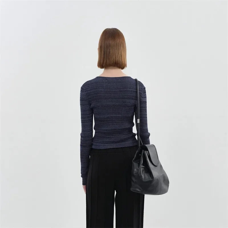 LC @ Short Knitted Cardigan for Women, V-neck, Long Sleeve, Slim Fit Top, Leisure Commuter, Autumn and Winter, 2024