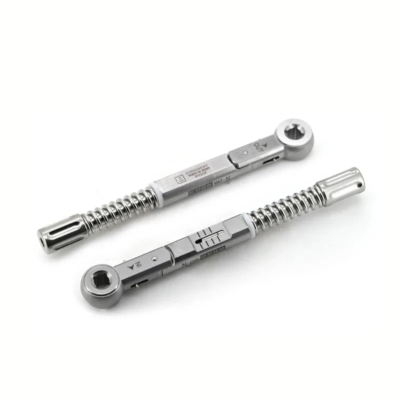 1pcDental Implant Torque Ratchet Wrench Stainless Steel 10-50 NCM Universal Square Spring Torque Wrench Implant Restoration Tool