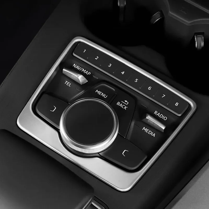 Stainless Steel Console Multimedia Control Panel Decoration Frame Cover Trim For Audi A4 B9 2017-2019 Car Interior Accessories