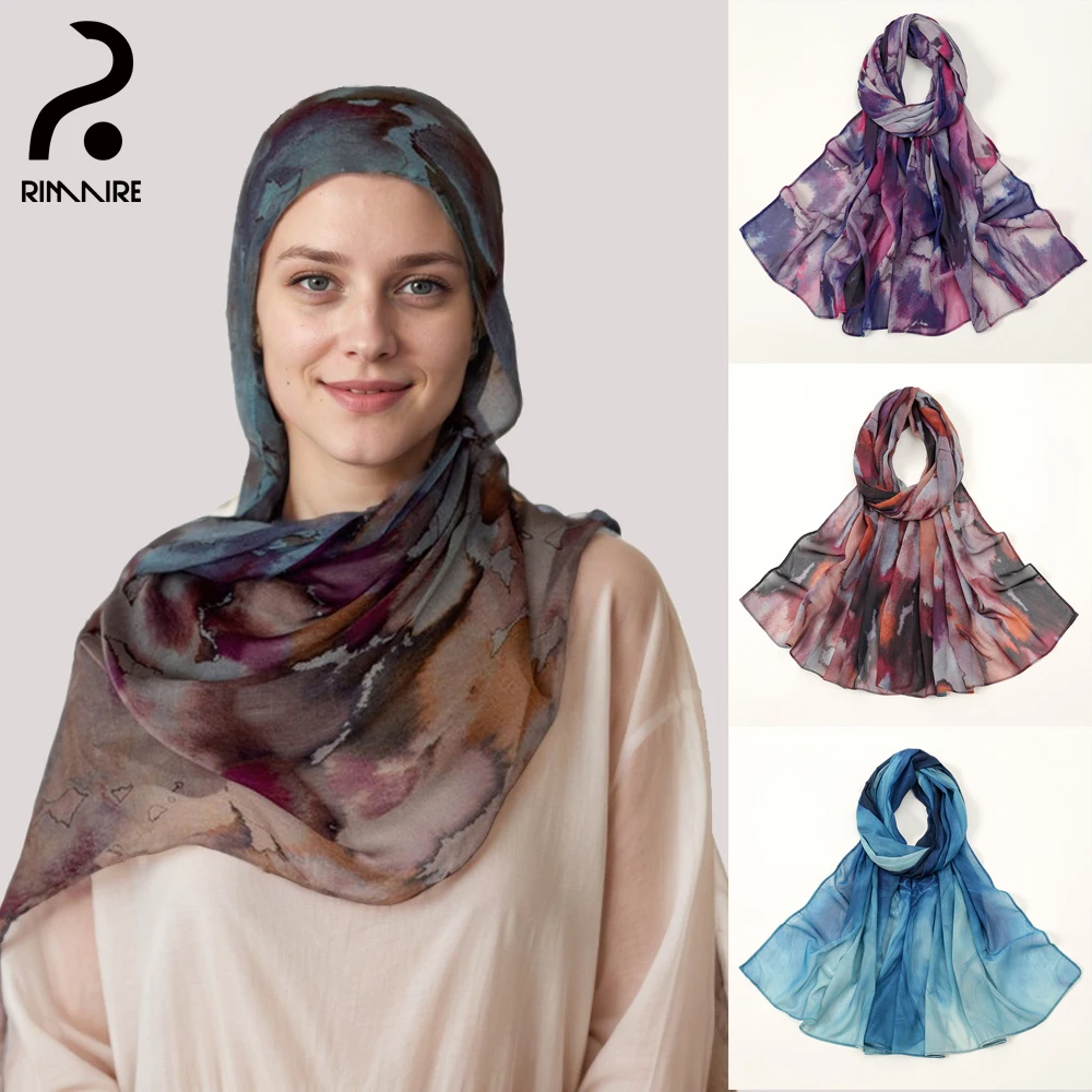 

Tie-dye Muslim Hijab Fashion Chiffon Turban High Quality Ladies Long Size Headscarves Shawl Headwraps Gifts Wholesale RIMAIRE