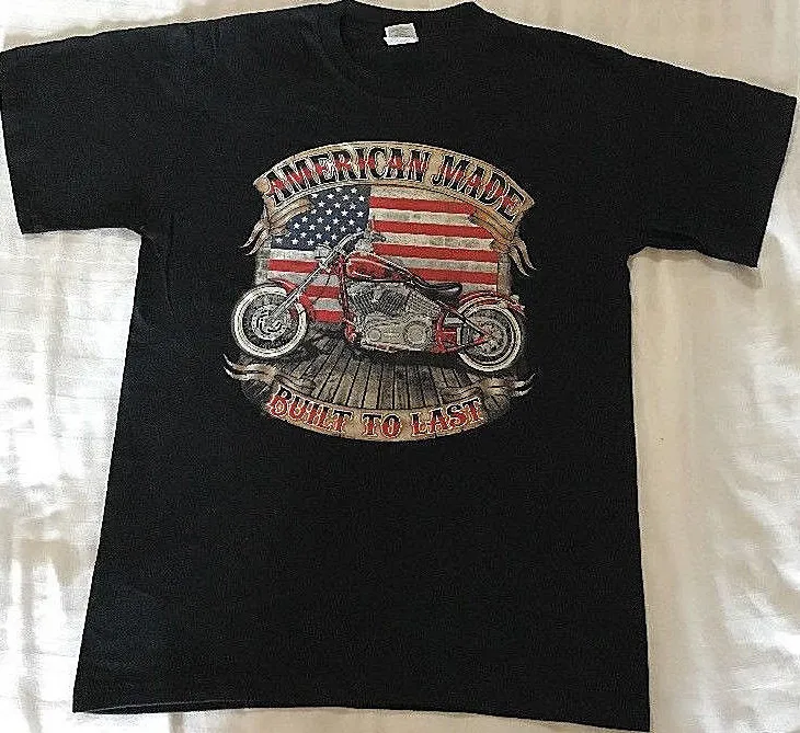 

American Made Built To Last Retro Motorcycle Biker T-Shirt 100% Cotton O-Neck Short Sleeve Summer Casual Mens T-shirt Streetwear