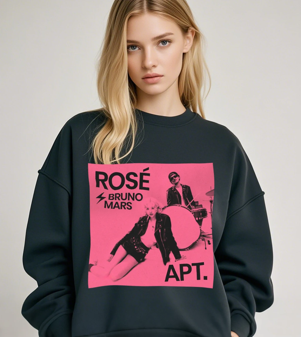 Fashion ROSÉ APT Korean Style Hooded Sweatshirt  Autumn Winter Hip Hop Rock Printed Cotton Streetwear for Men and Women Y2k USA