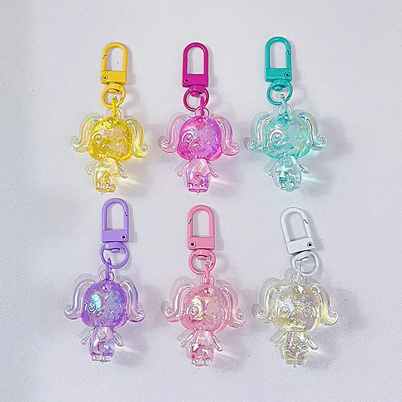 1 Piece Cartoon Bling Dog Animal Keychain Key Ring For Friend Lovers Cute Creative Bag Car Earphone Box Key Accessories