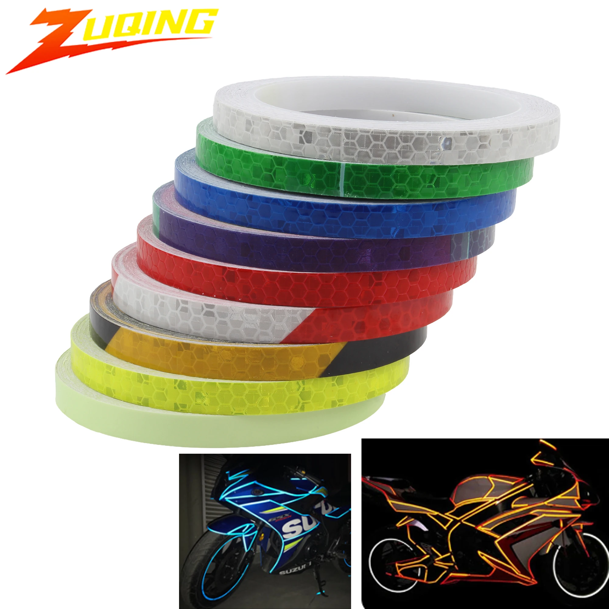 

Motorcycle Stickers Rim Tape Reflective Wheel Stickers Decals Car Safety Warning Stickers Motorbike Styling Decor 1CM*8M