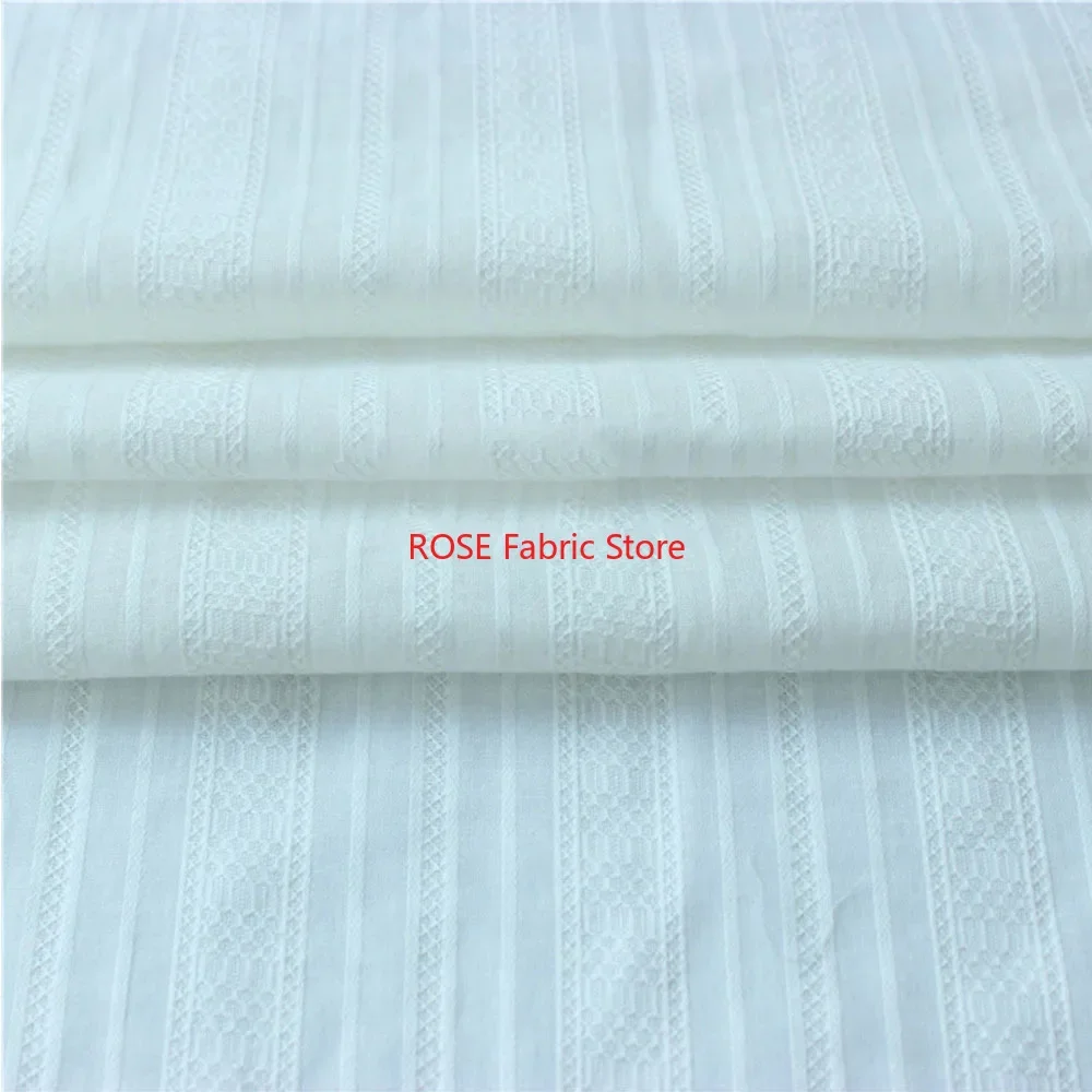 Flower Striped Jacquard Cotton Fabric for skirts, Gown, dress, blouse, tops, table cover, costumes design