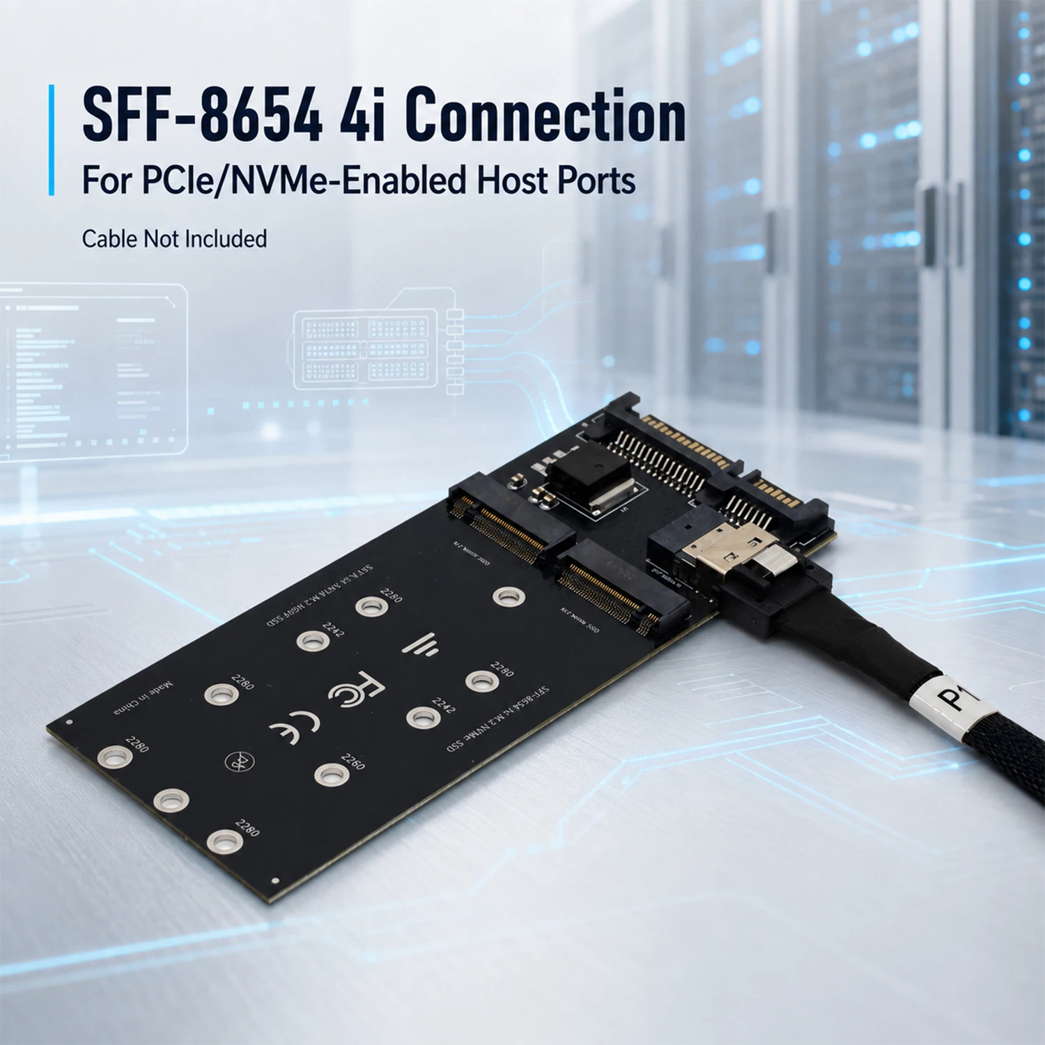 SlimSAS SFF-8654 4i M.2 NVMe SSD Adapter Card PCIe Gen3 Gen4 Dual M.2 Board for Server Workstation Storage Expansion