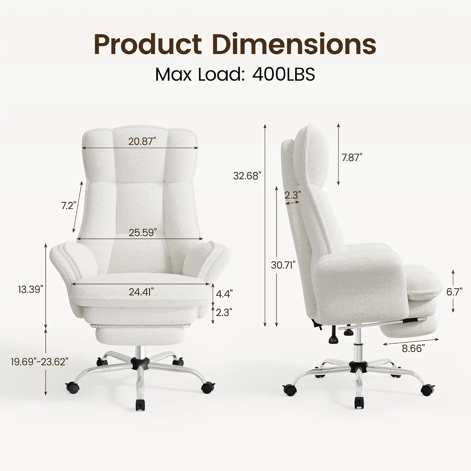 Criss Cross Office Chair with Flip Armrests, 135° Reclining Cross-Legged Design, 400 lbs Capacity, Plush Sherpa Fleece or Flannel Upholstery