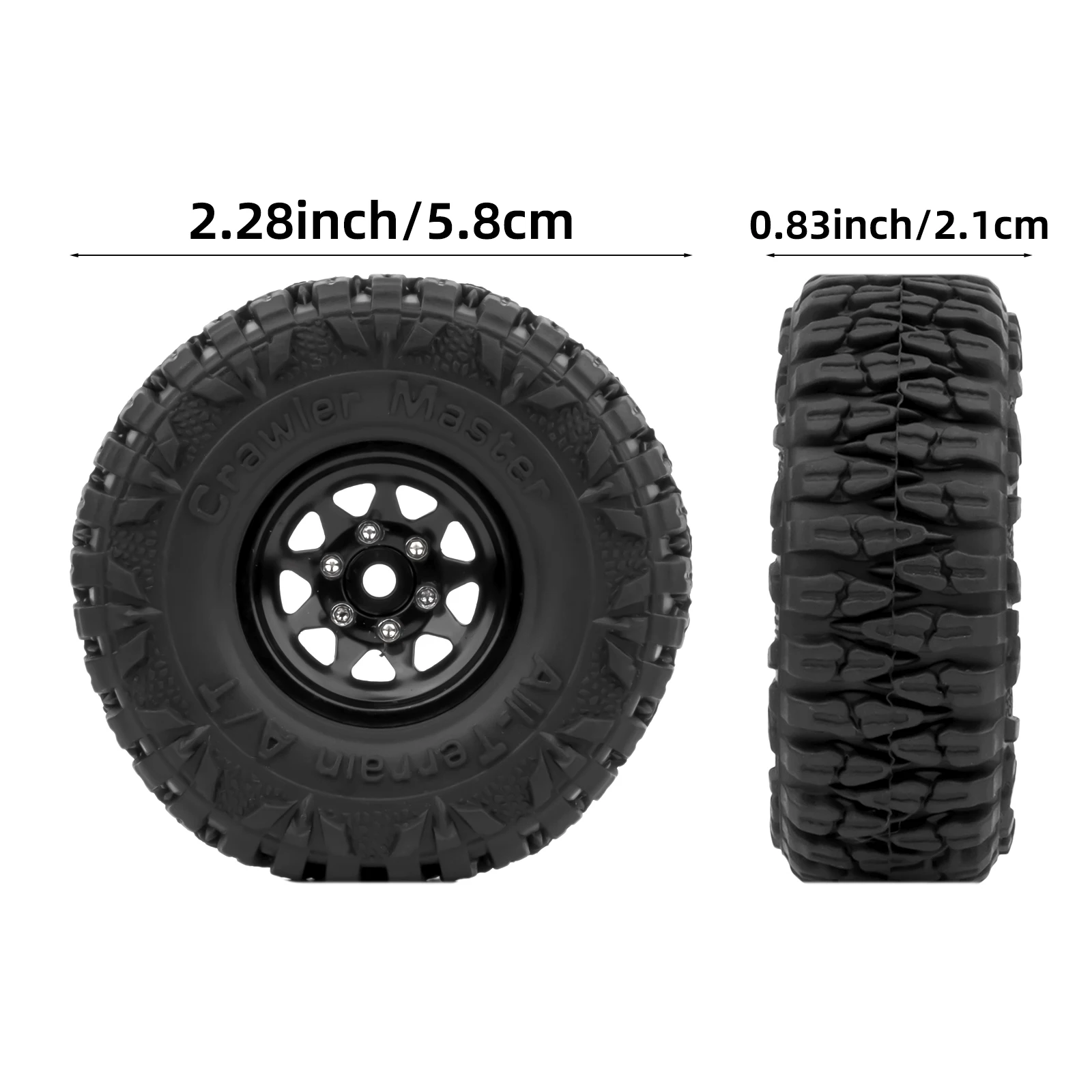 RCZIPROY 1.0 "إطارات قفل حافة 58*21 مللي متر مجموعة الإطارات ل 1/18 1/24 RC الزاحف محوري SCX24 FMS FCX24 TRX4M RC الإطارات محور ترقية أجزاء