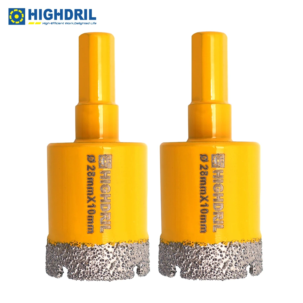 HIGHDRIL 2pcs Diamond Tools For Granite Ceramic Concret Dia28mm Diamond Vacuum Brazed Triangular Shank Drill Bits On Grinder