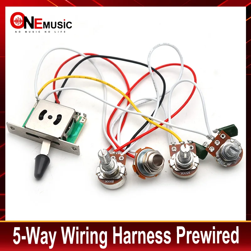 Wiring Harness Prewired/5-way Switch/jack 500k Pots/for FD Replacement Guitar