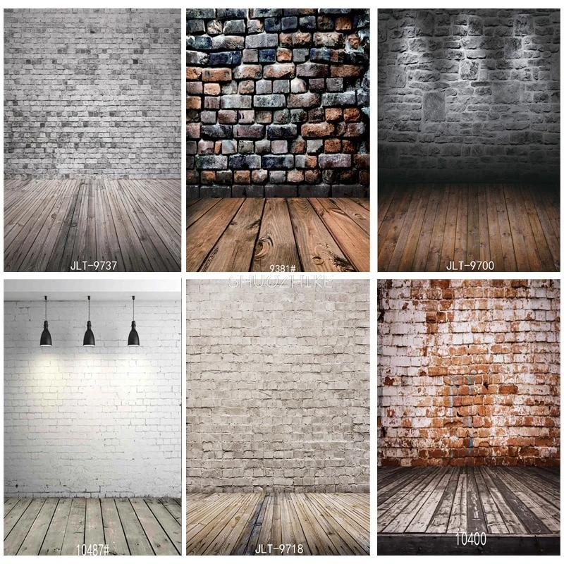 

SHUOZHIKE Thin Cloth Vintage Brick Wall Wooden Floor Photography Backdrops Children Photo Background Studio Prop 211215-16