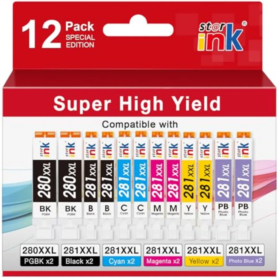 

Сменный картридж PGI-280XXL/CLI-281XXL для Canon TS9120, совместимый с Canon Pixma TS8320 TS9120 TR8520 TR8620 TS8120