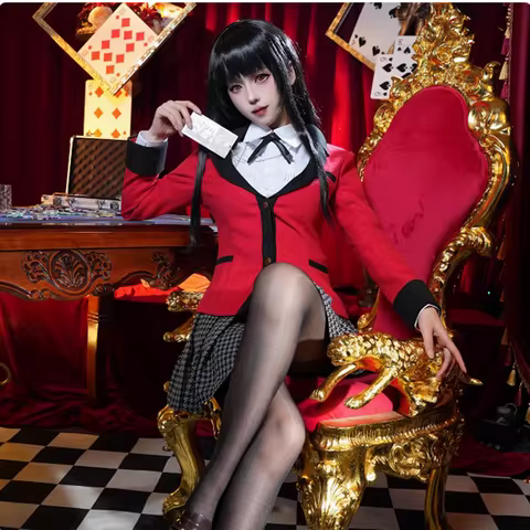 Cosplay Kakegurui Jabami Yumeko Costume wig Halloween Sayaka Compulsive Gambler Anime School Girl Pleated Skirt Uniform