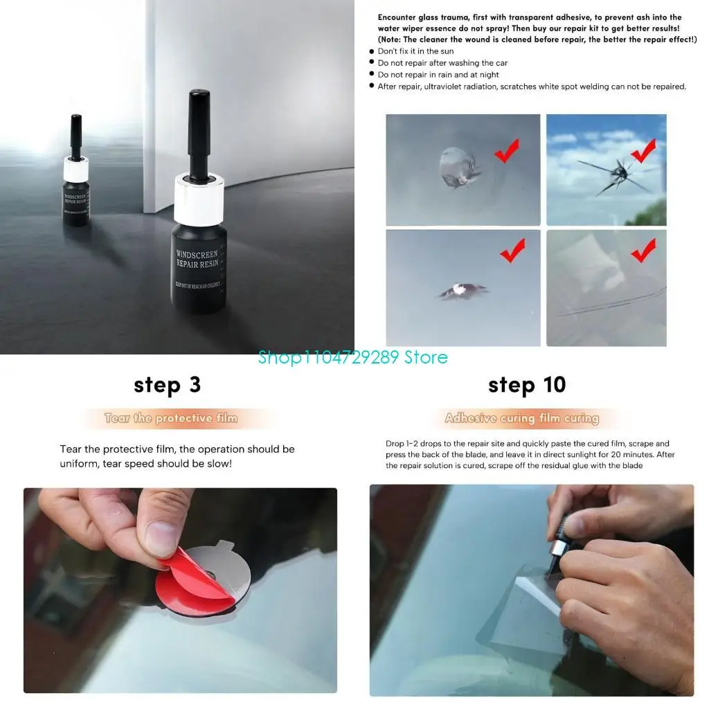 D8KE Car Windshield Quick Repair Cracked Tool Resin Sealer Automotive Glass Polishing