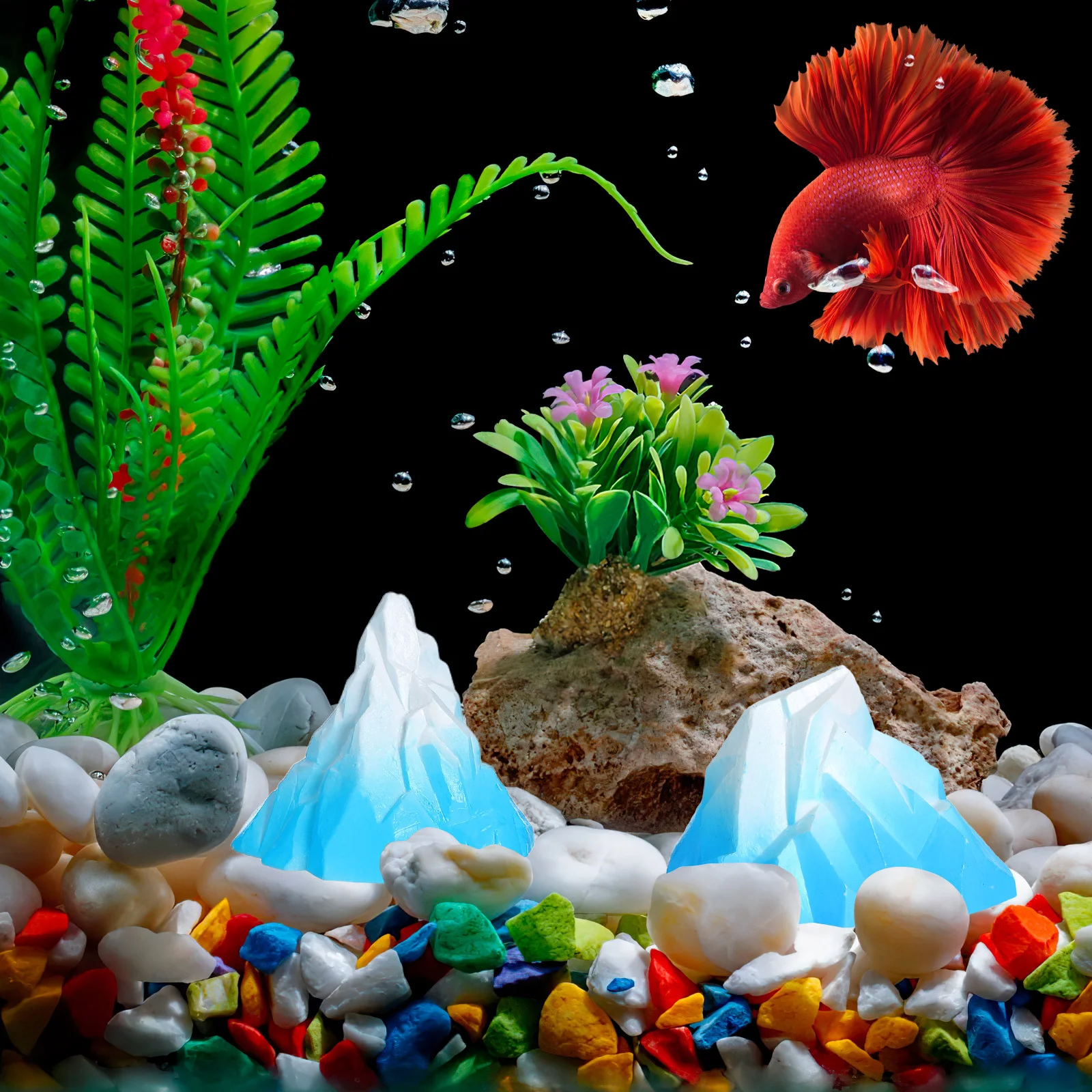 

2pcs Decorations For Aquarium Lightweight Wear Resistant Fish Tank Landscape Decor Simulation Floeberg Aquarium