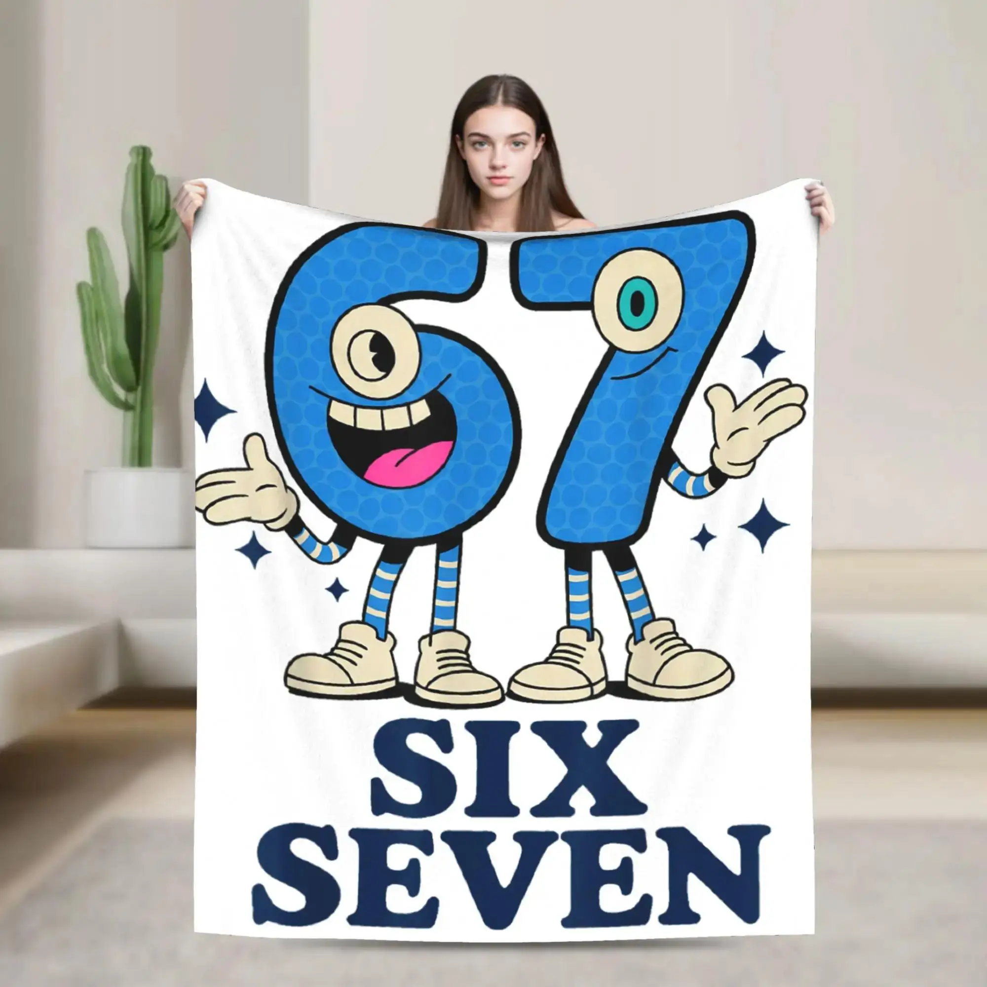 

Плюшевый фланелевый плед Six Seven с итальянским мемом-приколом для детей и гостиной, мягкое покрывало, качественный дизайн
