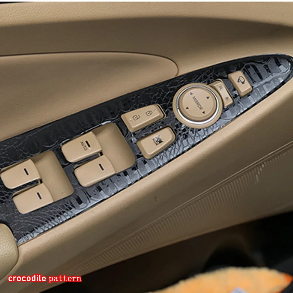 Car Styling Black Carbon Decal Car Window Lift Button Switch Panel Cover Trim Sticker 4 Pcs/Set For Hyundai Sonata 8 2011-2014