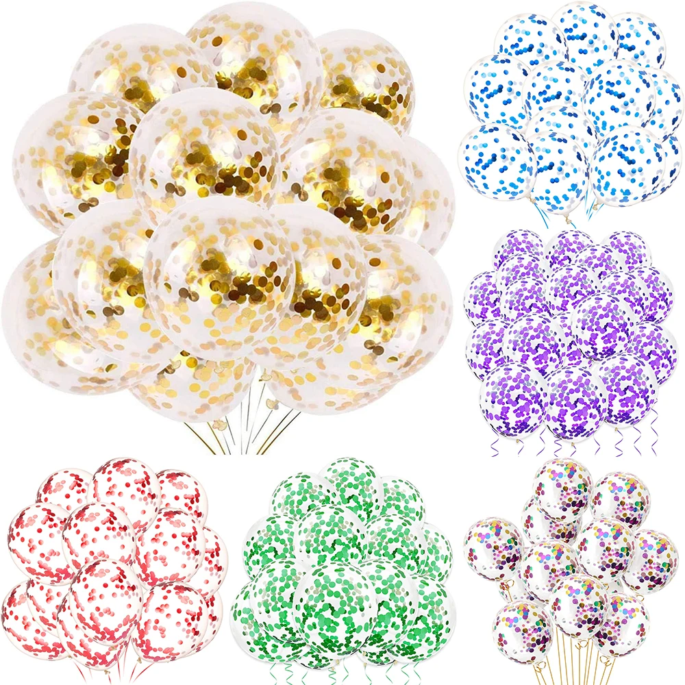 10/20 stücke 12 Zoll Gold Konfetti Ballon Glitter klar transparent Latex Luftballons Kind Geburtstags feier Baby party Dekoration Hochzeit