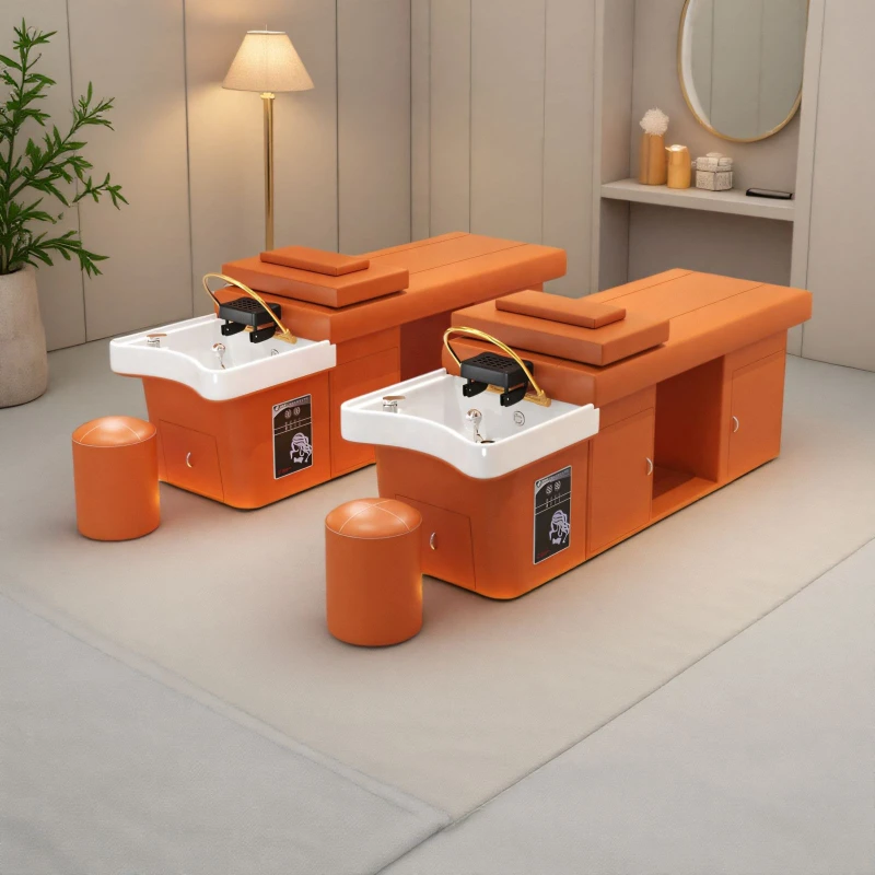 

Эргономичное кресло для шампуня для головы, комфортное кресло для красоты, артефактное кресло для шампуня для душа, массажная мебель из искусственной кожи Мойка Волос MHXFY