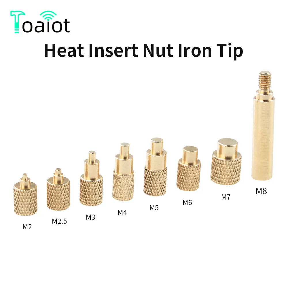 

Heat Insert Nut Iron Tip M2-M8 Brass Hot Melt Nut Heat Insertion Tool for Plastic 3D Printer Heat Set Insert Soldering Iron Tips