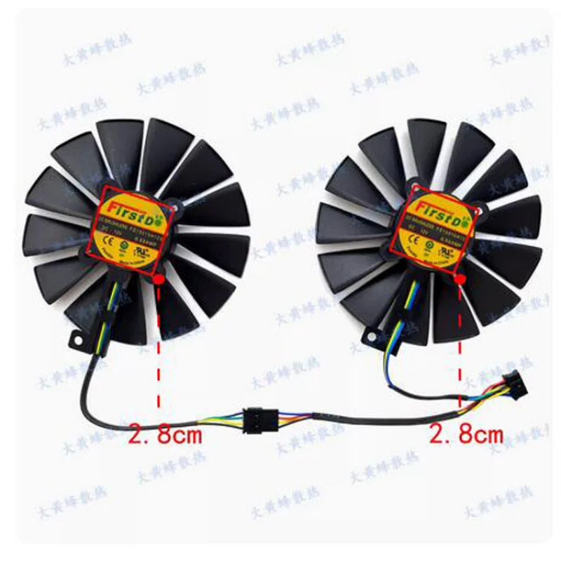 Охлаждающий вентилятор для видеокарты ASUS GTX970 980 980Ti 780 780Ti R9 285 Raptor, новый