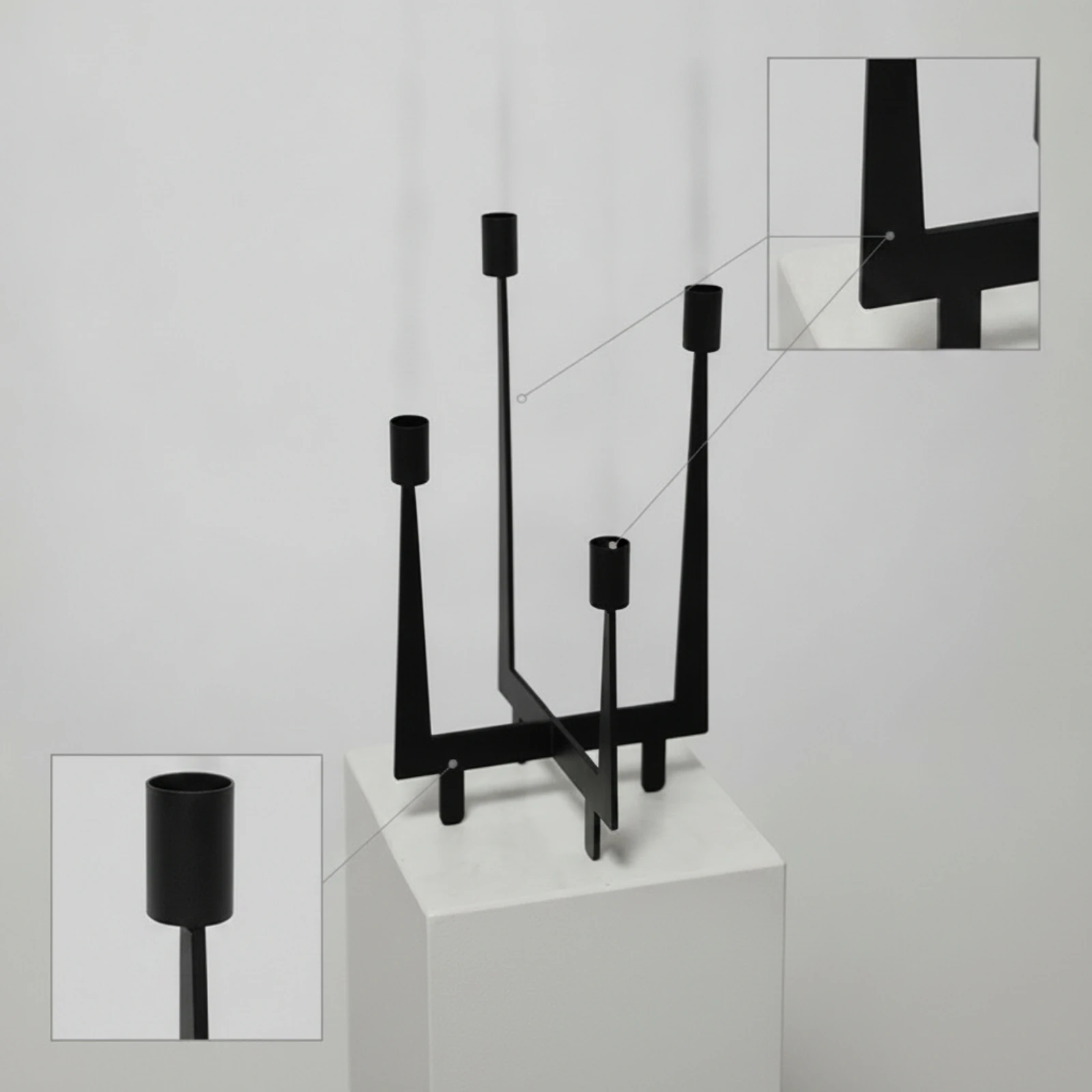 Geometric Candle Holder Modern Candle Holder with Four Cups Tabletop Candelabra Sophisticated Decor Versatile view 5