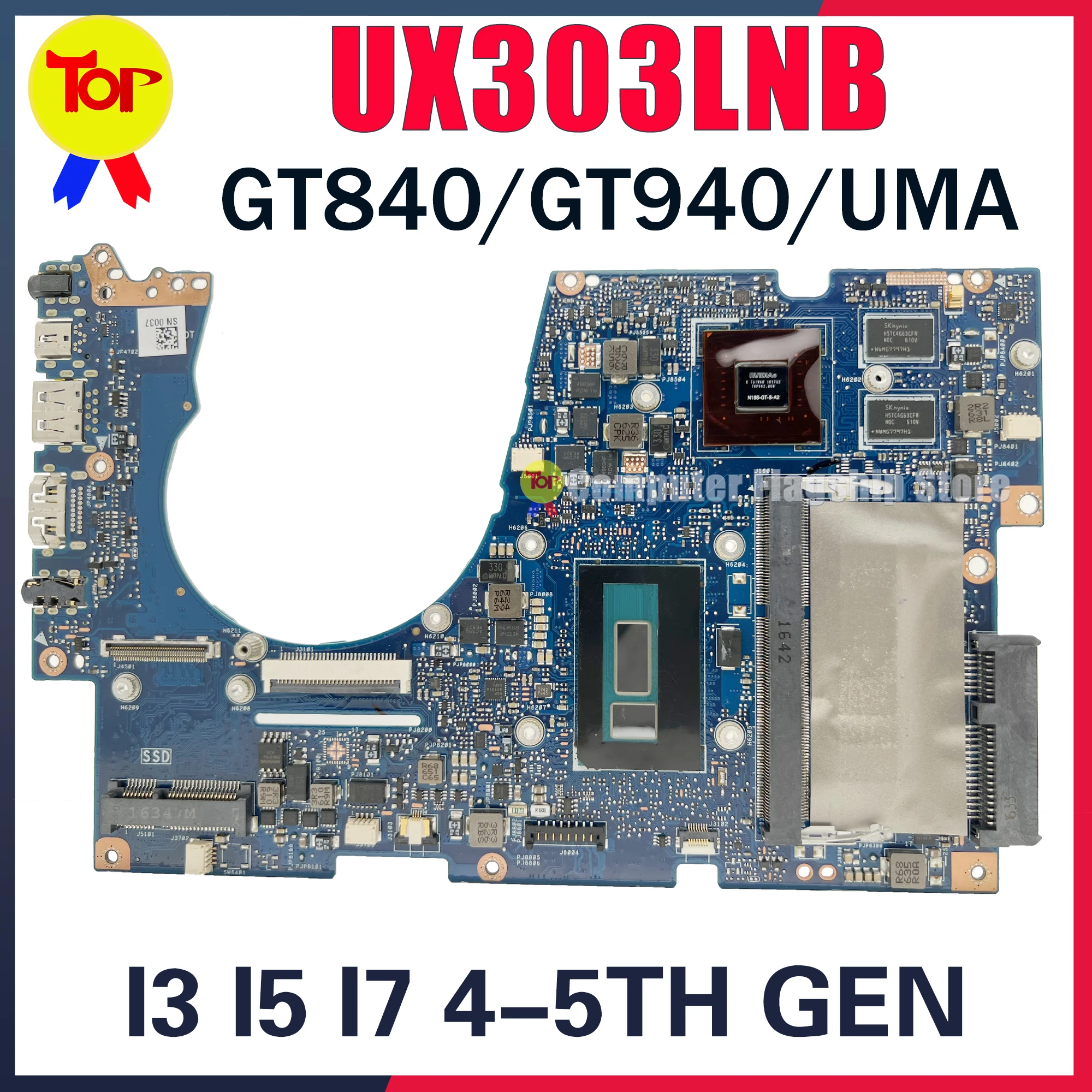 

KEFU UX303 Laptop Motherboard For ASUS UX303LN UX303LB UX303LNB UX303LA UX303LAB U303L I3 I5 I7 GT940/840 Mainboard 100% Working