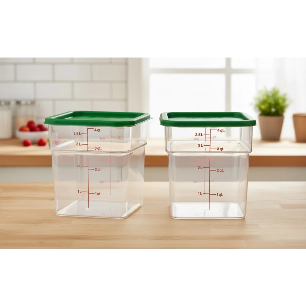 

Квадратные контейнеры для хранения пищевых продуктов 4QT с зелеными крышками (2 шт.) — для приготовления и выпечки еды коммерческого класса