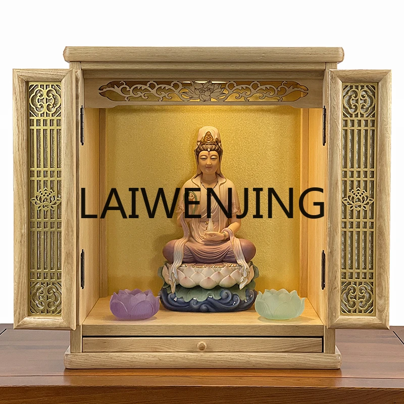 RWJ Wall-Mounted Light Luxury New Chinese Guanyin Altar Three Holy Buddha Cabinet Custom Shrine