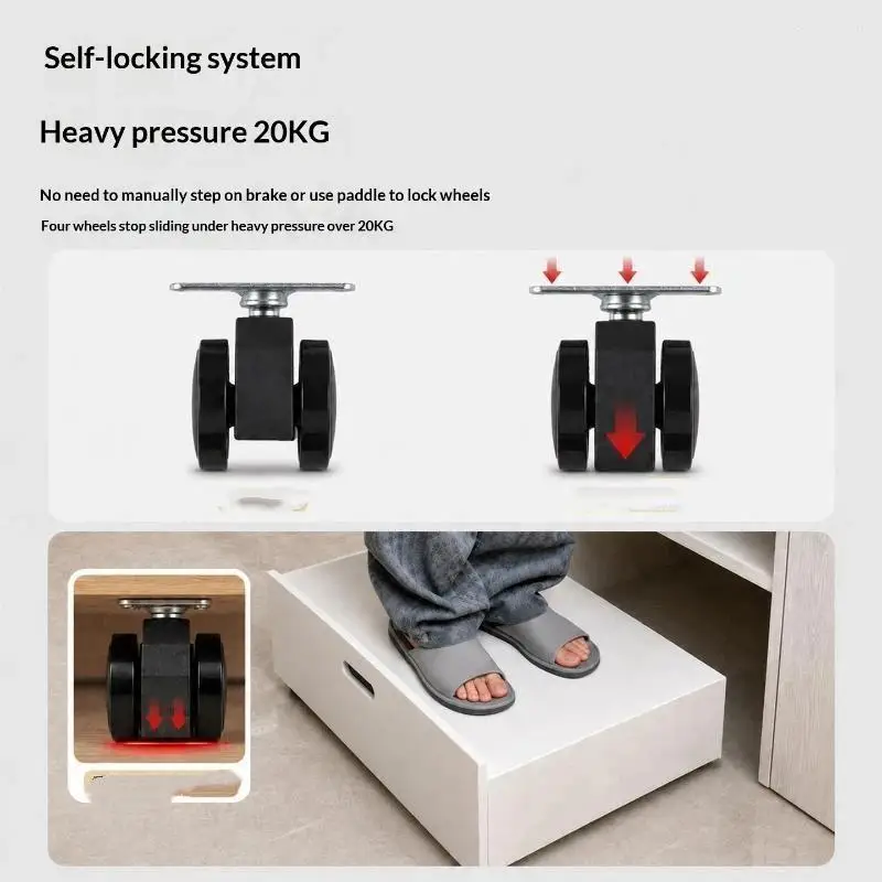 Gravity Self Locking Caster Wheels Auto Lock Under Load 400LBS Load Capacity For Home Furniture Storage Box Moving Organization