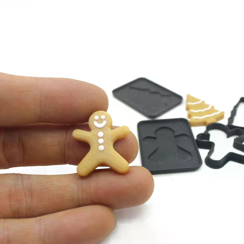 

Mini Cookie Mold Pretend Kitchen Food Toy 1/12 Scale Miniature Human Gingerbread Man Christmas Baking Dollhouse 3PCS