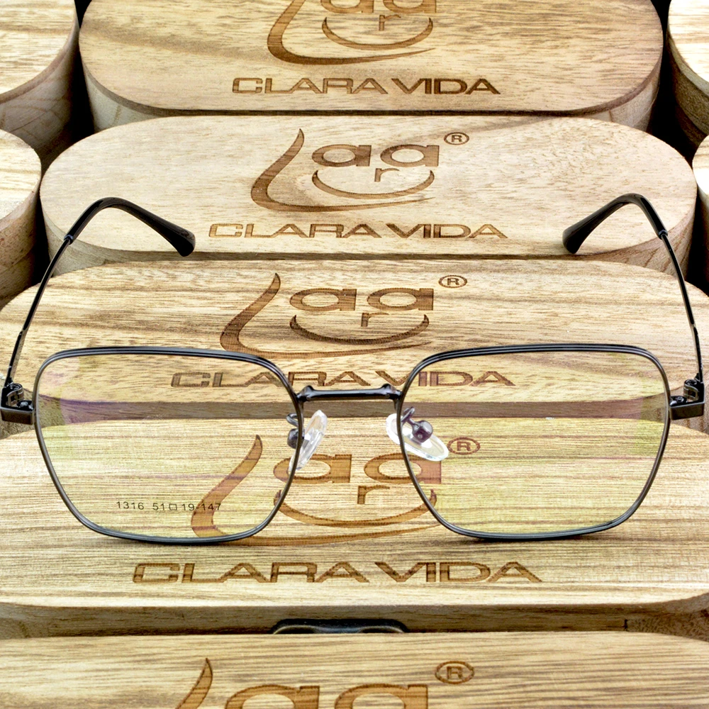 Clara Vida Titanium Large size Optical custom Myopia Or Reading Glasses Private Custom