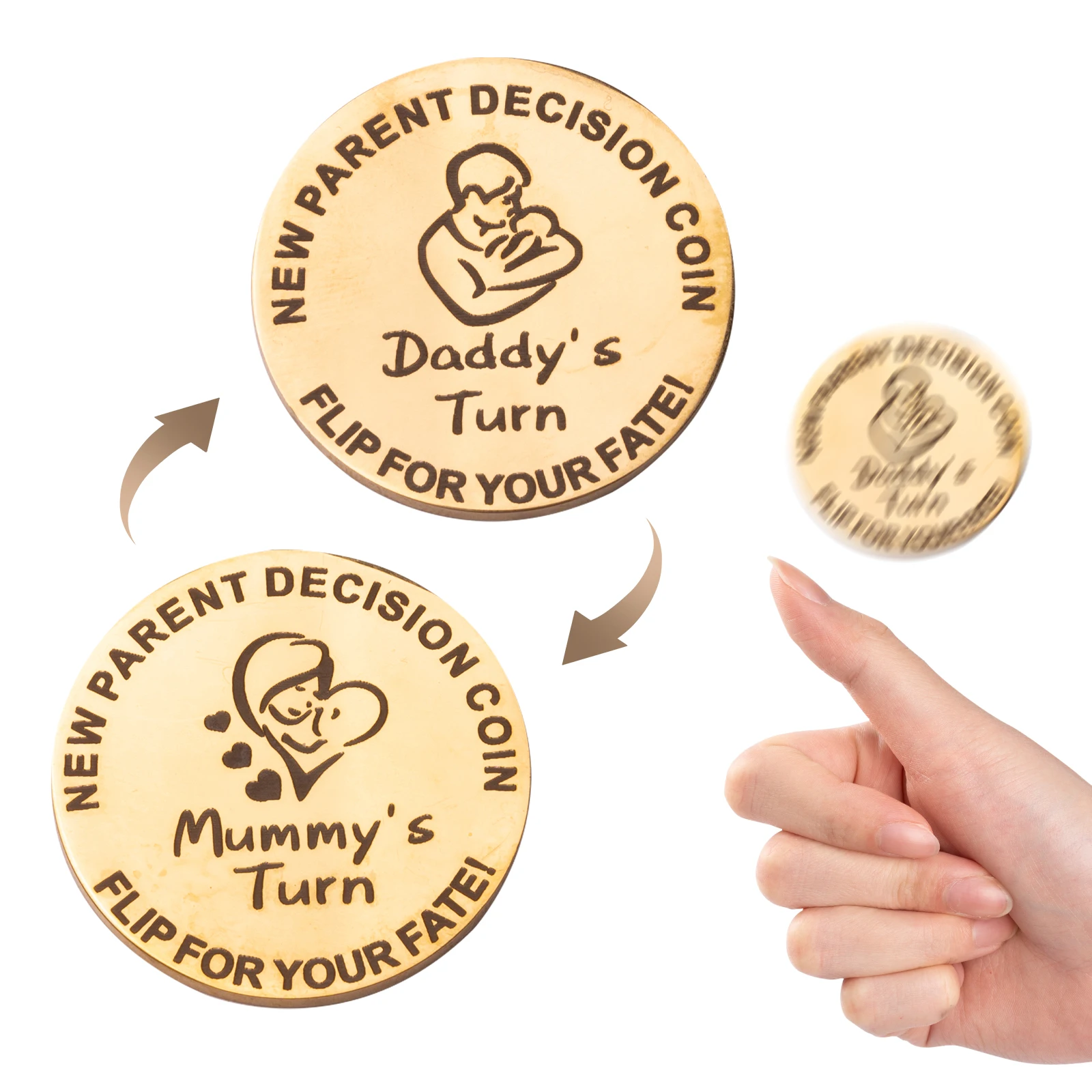 Funny Double Sided Artifact Coins for Mom and Dad, Cute Token, New Parents Gift, Flip Coin for Baby Shower, First Time