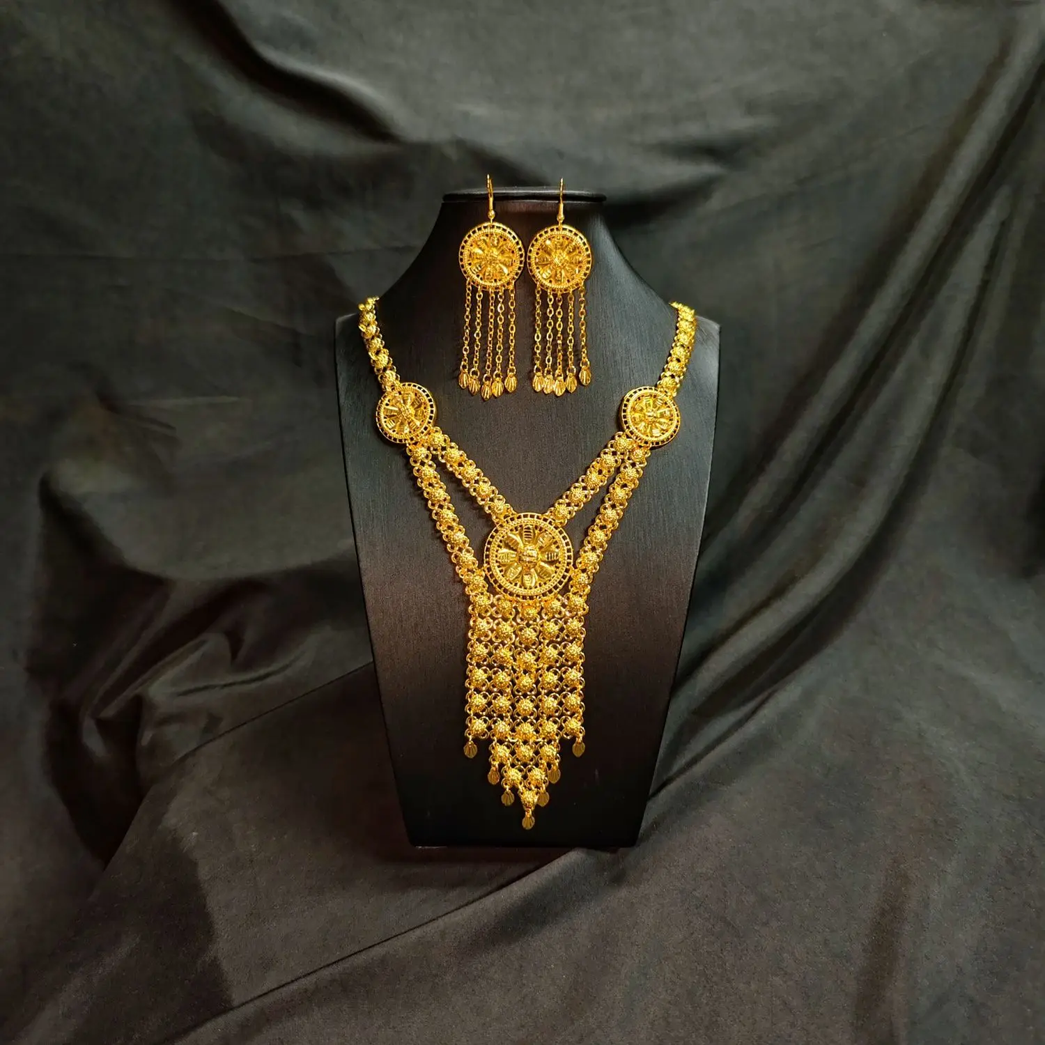 Dubai Fashion Women's 24K Gold Plated Necklace Earrings Exquisite Engagement Party Jewelry Set for Lovers DD11051 - view 2