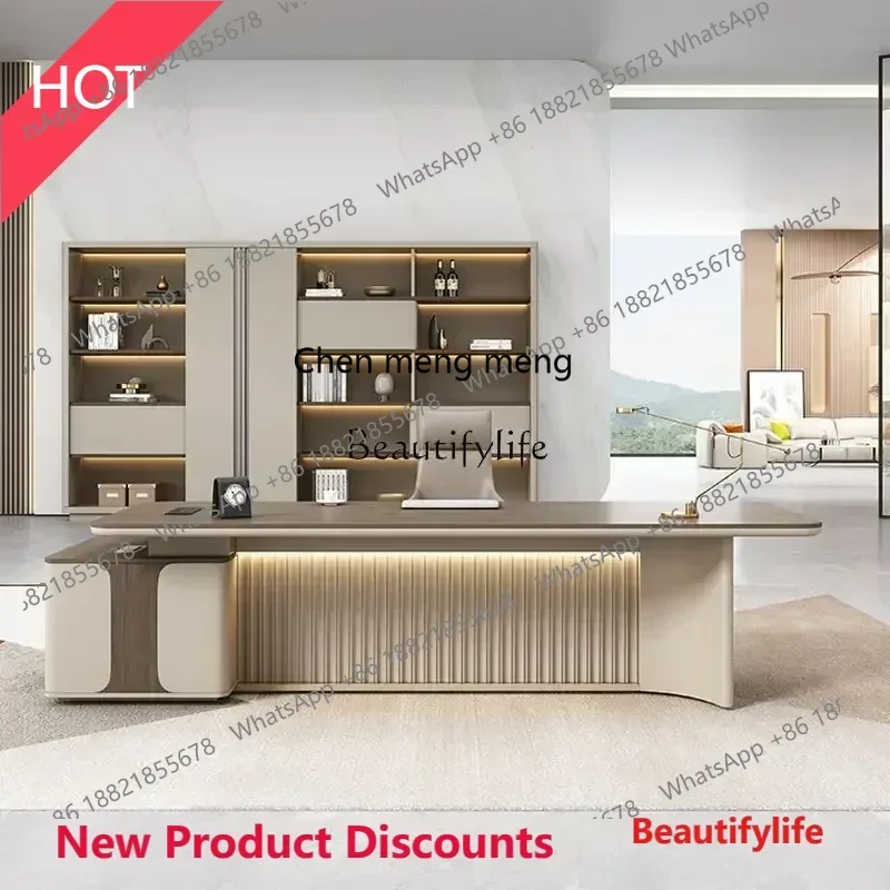 

style Modern combination table and chair light large class table boss table ss 8617