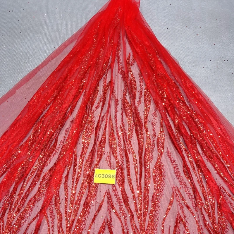 10 Yards Red Patterned Wedding Dress Fabric Mesh Spray Lace 150cm Wedding Party Spray gold Tull fabric