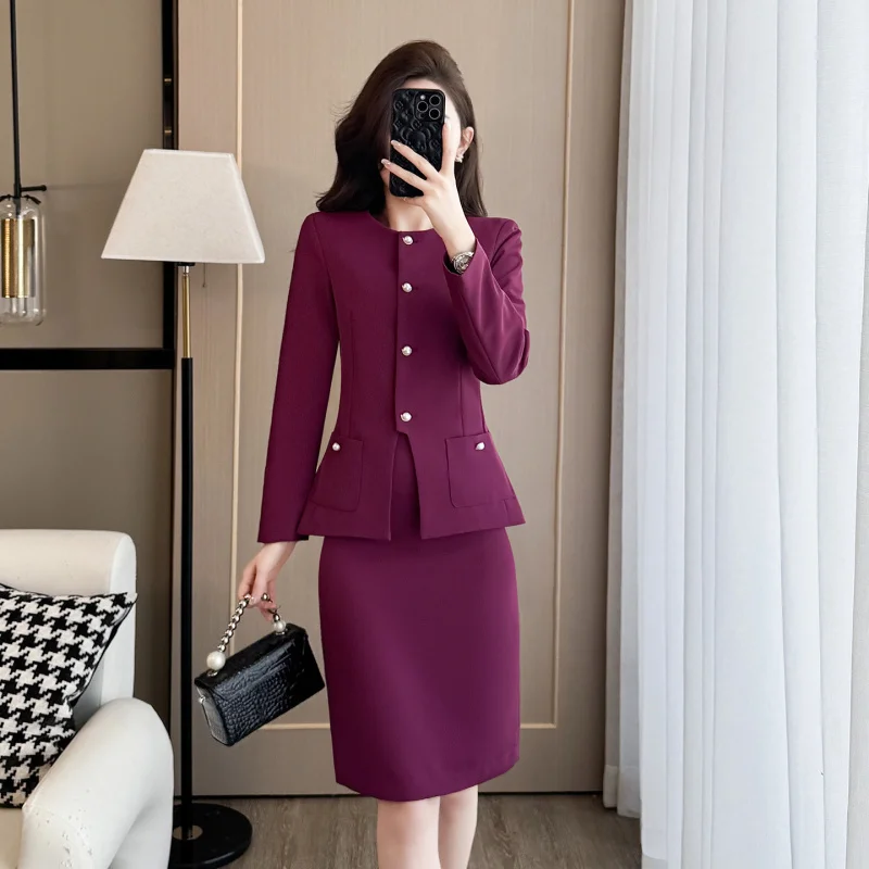 

Women's professional suit, new spring style, elegant design, host workwear set, blazer and skirt two-piece set