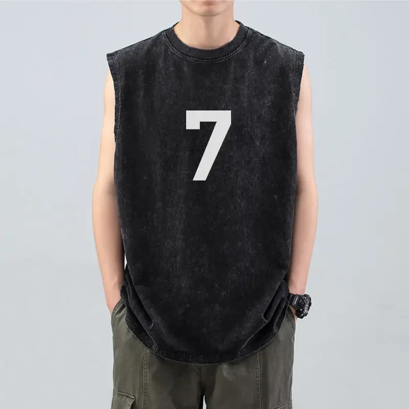 LIBIELIY Fashion O-Neck Loose Printed Punk Tank Tops Men's Clothing 2025 Summer New Oversized Casual Pullovers Sleeveless Korean