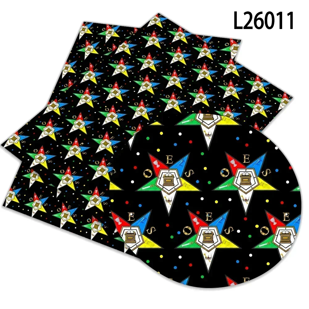 

Sorority Print Pattern 30x136cm Eastern Star Sorority Artificial Leather Cross Pattern for DIY Bag Earring Craft Making