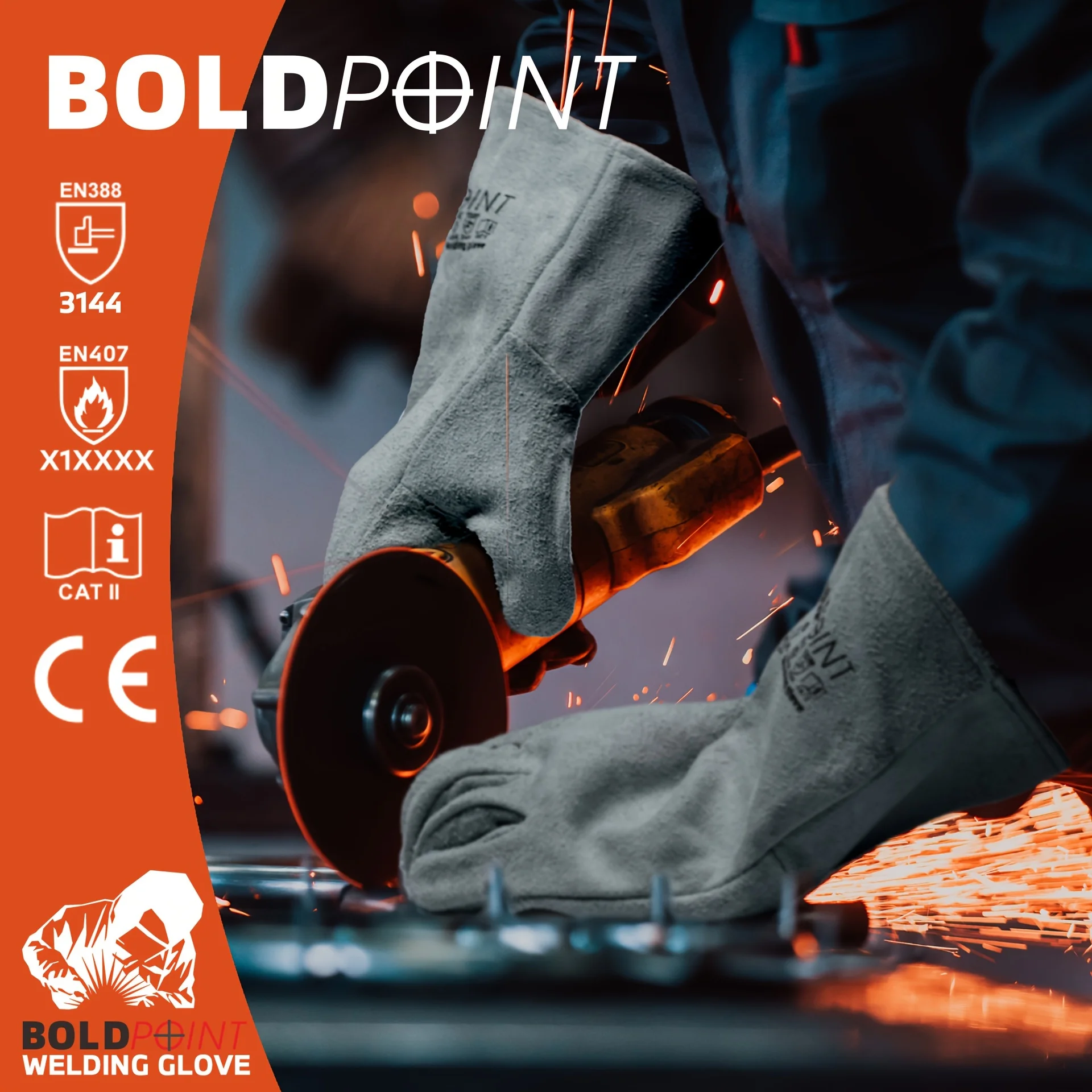 BOLDPOINT 1 Pair Leather Welding Gloves, One Size, Heat Resistant for Welding & Cutting, Cotton Lined, Gauntlet Cuff, Unisex