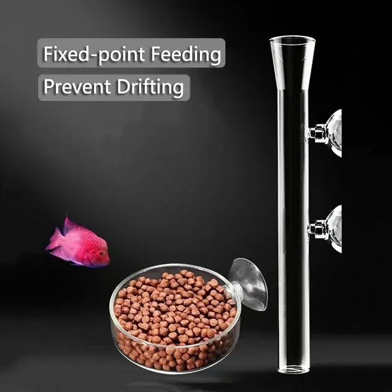 Thickened Glass Aquarium Feeder Tube Dish Transparent Fish Tank Shrimp Snail Food Feeder Bowl Aquarium Fish Feeding Accessories