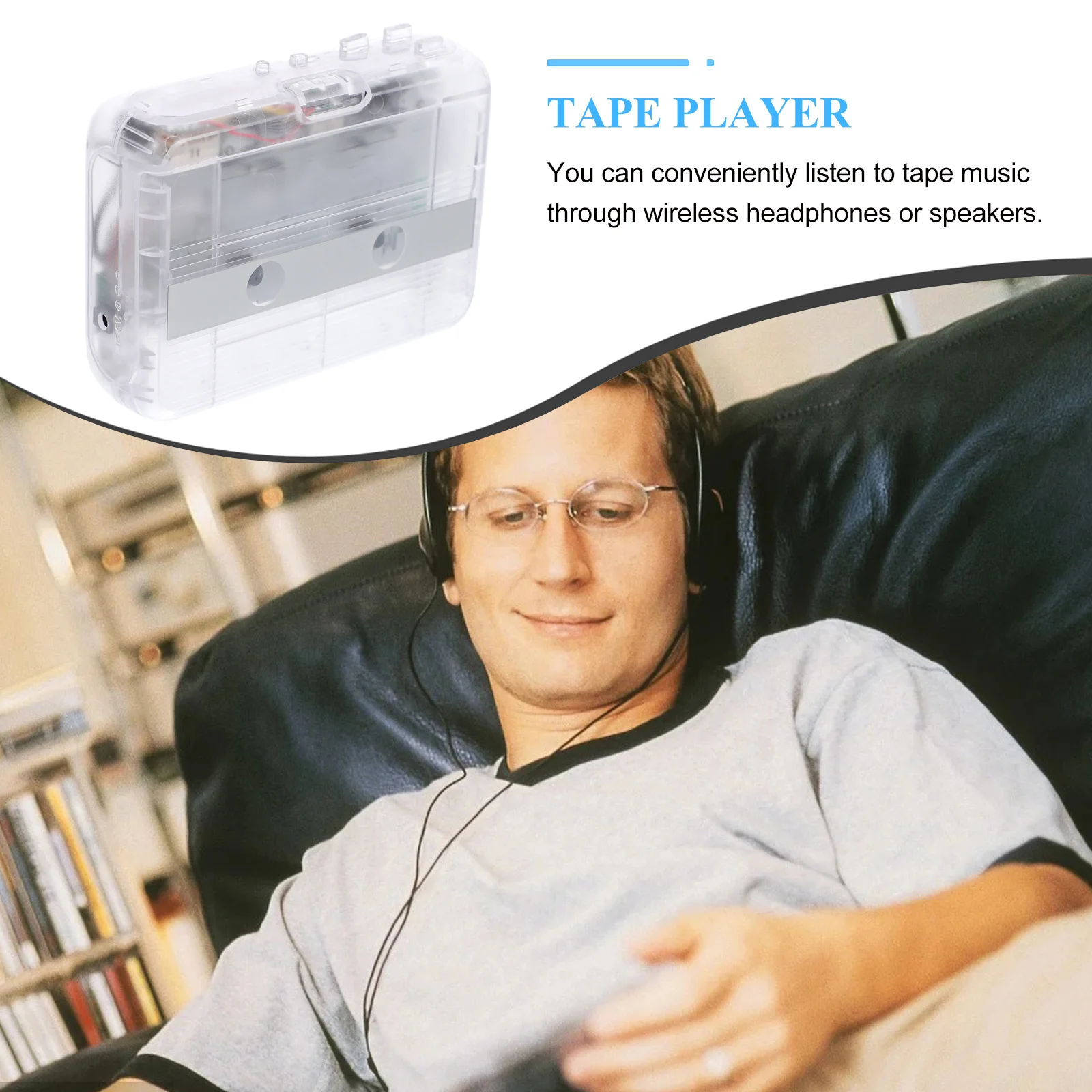 

Wireless Cassette Player Transparent Multipurpose Portable Tape Player Wireless Audio Receiver Music Playback