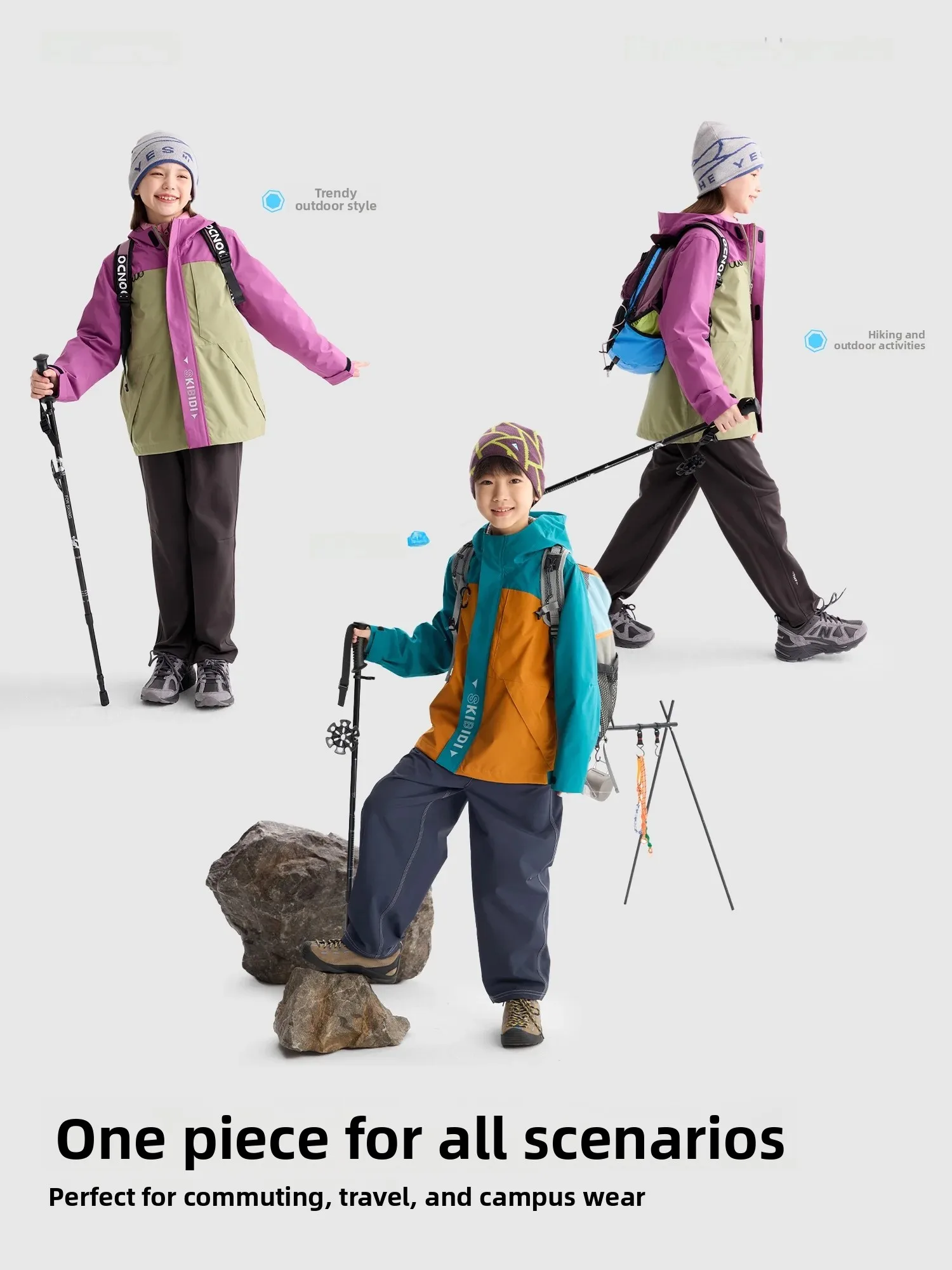 Outdoor Children's Jacket Purrfect Diary Gulu Diary Kids' Color Block Windbreaker Autumn Winter Unisex Polyester Fiber Coat
