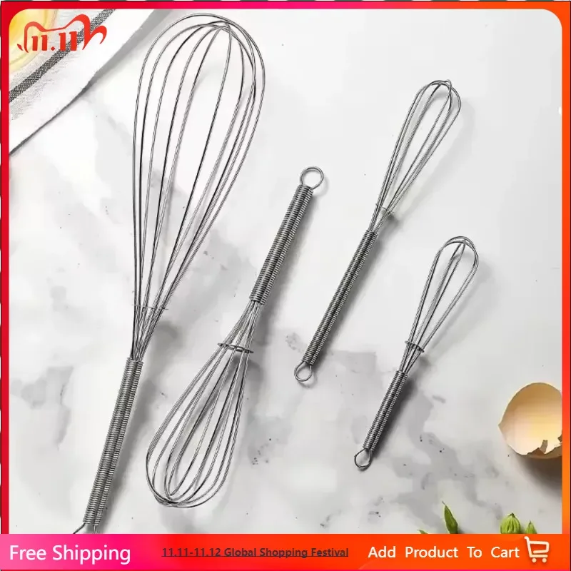 

1Pc Multifunctional Mini Rotary Manual Egg Beater Mixer Kitchen Egg Whisk Bake Tool Egg Agitator Stainless Steel Eco-Friendly