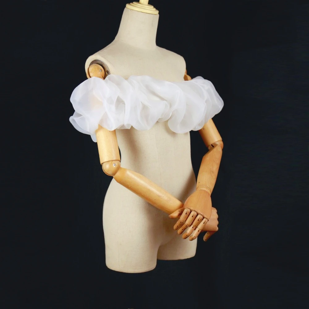 Ivory Organza Cloud Off-Shoulder Wedding Bridal Shawl Women's Bolero Covered for Party Dress Accessoires Mariage